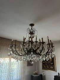 Lampadario argento e cristallo