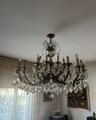 Lampadario argento e cristallo