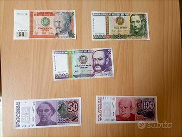 Banconote Perù e Argentina