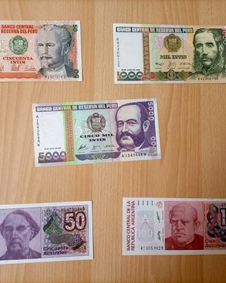 Banconote Perù e Argentina
