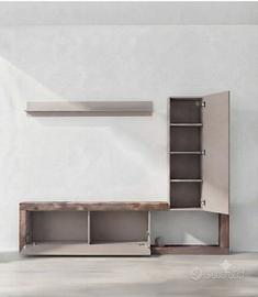 Parete Attrezzata Moderna Cashmere e Noce Mercure