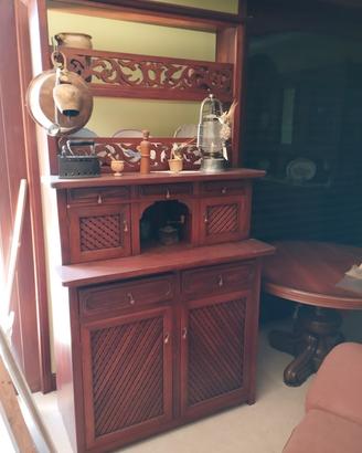 credenza con piattaia in noce 