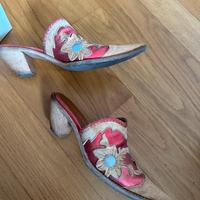 Sabot pelle e rosso donna Giancarlo Paoli