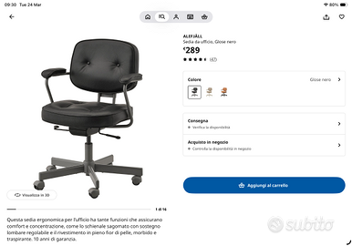 Sedia Ergonomica pelle Ikea