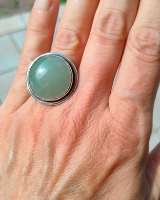 Anello, agata verde, misura 11, argento