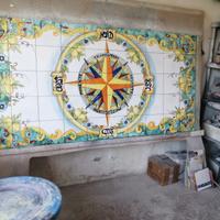 Tavolo maioliche decorate vietri limoni mattonella