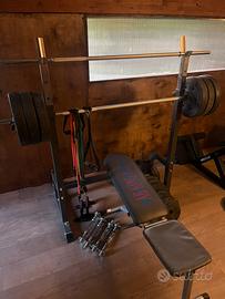Home gym completa.Rack + panca + 110kg + bilanceri