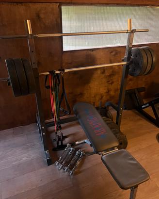 Home gym completa.Rack + panca + 110kg + bilanceri