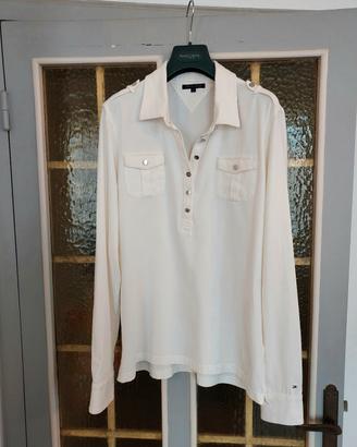 Polo camicia bianca maniche lunghe Tommy Hilfiger