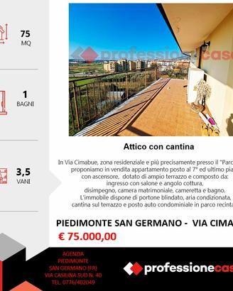 Attico con terrazzo,posto auto e cantina