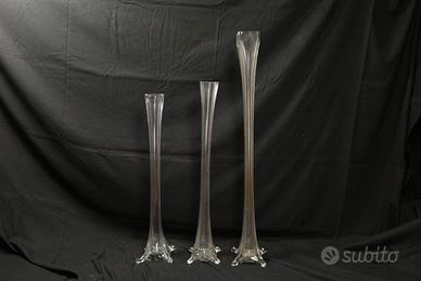 4 Vasi Alti a Calice in Vetro - Design Vintage