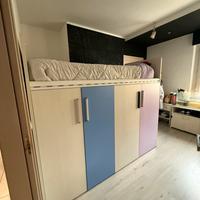 Letto singolo a soppalco con armadio incorporato