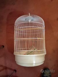 gabbia cilindrica con trespolo