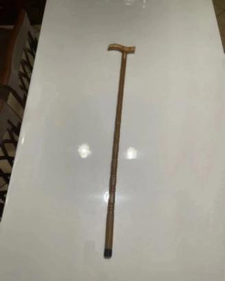 Bastone da passeggio vintage legno tornito manico
