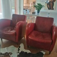 Coppia di poltrone di design in vera pelle baxter