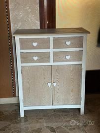Credenzina shabby chic - 4 cassetti + 2 ante