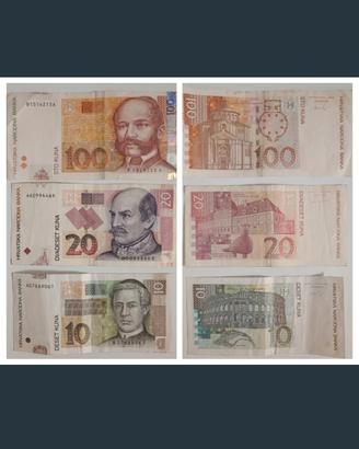 Lotto 3 banconote della Croazia 