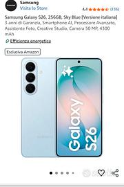 Samsung Galaxy s26 256gb azzurro 