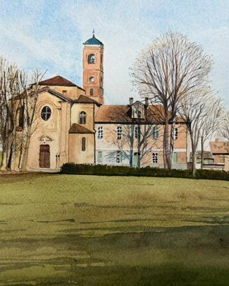 Quadro acquerello borgo Piemontese