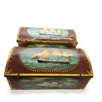 COPPIA FORZIERI VINTAGE IN METALLO LITOGRAFATO