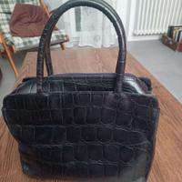 Borsa nera donna in pelle vintage
