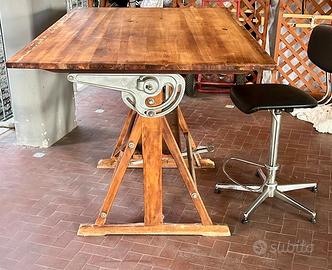 Tavolo da disegno industriale vintage ETB in ghisa
