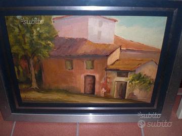 Quadro con cascina e cornice