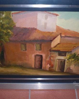 Quadro con cascina e cornice