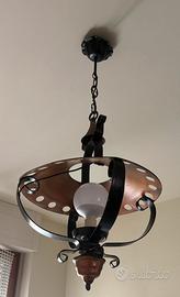 Lampadario in rame e ferro battuto