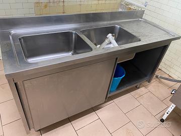 Lavello professioanle 2 vasche acciaio inox