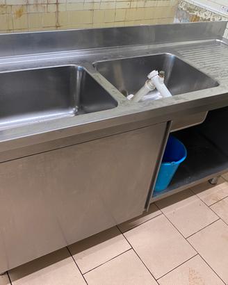 Lavello professioanle 2 vasche acciaio inox