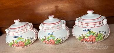 Tris Barattoli Cucina Vintage Anni 80/90 in Cerami