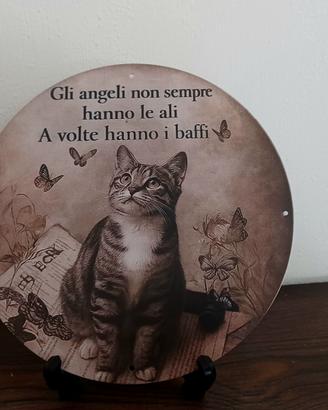 Insegna per gatti in metallo 