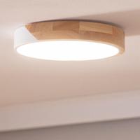 Plafoniera LED a soffitto bianca e legno