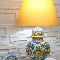 Lampada Lume ceramica di Caltagirone con Paralume