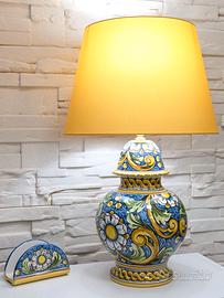 Lampada Lume ceramica di Caltagirone con Paralume