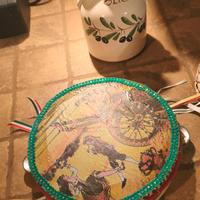 Tamburello A sonagli dipinto A Mano  20 cm Vintage