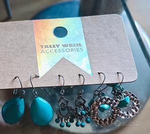 Set tre paia orecchini estivi turchese etnico