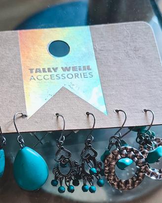 Set tre paia orecchini estivi turchese etnico