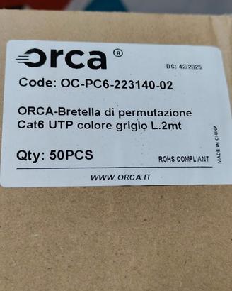 lotto 50 Cavi Patch Cat6 UTP 2m Orca Grigio