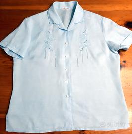 CAMICIA ANNI 70 IN LINO RICAMATA