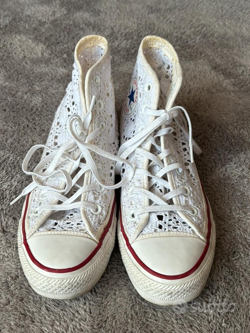 Scarpe converse all star pizzo san gallo bianco Abbigliamento e Accessori In vendita a Milano