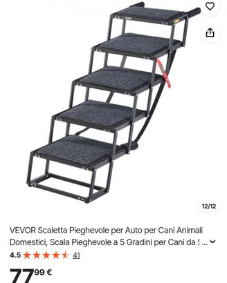 VEVOR Scaletta Pieghevole 5 Gradini per Cani