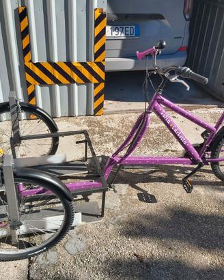 Bicicletta per trasportare disabile in carrozzinai