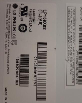 pannello ricambio LCD LP150X08 per PC notebook