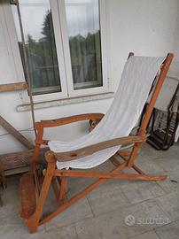 sedia a sdraio in legno antica