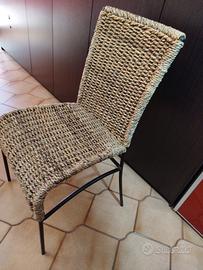 sedia canapa intrecciata e ferro 