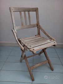 Sedia pieghevole vintage in legno anni 60
