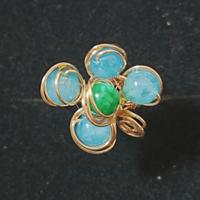 anellino fiore agata verde,celeste