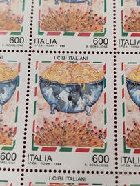 foglio 50 francobolli i cibi italiani ita 94